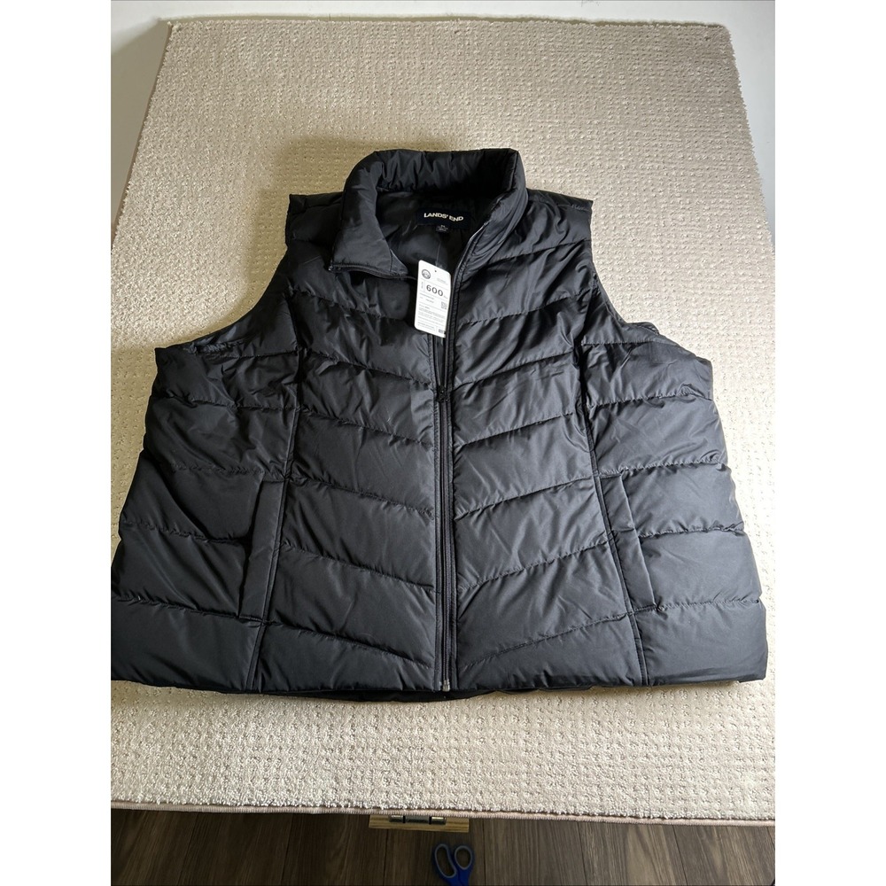 Lands' End puffer vest womens 3XL down‎ fill 600 fall winter ski outdoor Black